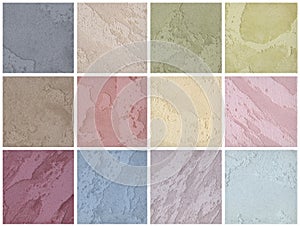 A palette of textures of colored travertine is a decorative covering for walls