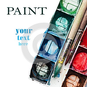 Palette of watercolor paints