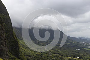 Pali Lookout Clouded Mountains in Oahu