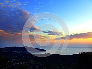 Palinuro coast with sunset