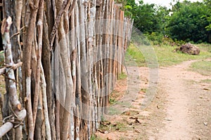 Palisade or fence in countryside in boca de valeria, brazil. photo