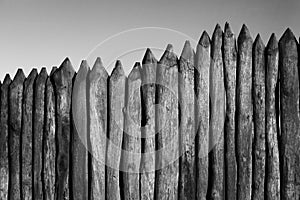 Palisade stockade palings logs and sky