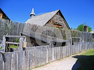 Palisades and Buildings at the Historic Jesuit Mission of Sainte Marie among the Hurons in Midland, Ontario, Canada