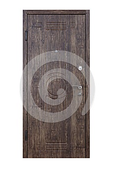 Palisander wooden closed door isolated on white