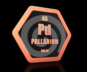 Palladium chemical element periodic table symbol 3d render