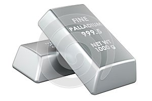 Palladium ingots, palladium bars, 3D rendering