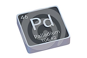 Palladium Pd chemical element of periodic table isolated on white background