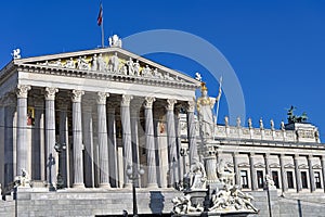 Pallas Athena statue in front of Austrian Parliament in Vienna photo