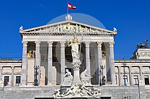 Pallas Athena statue in front of Austrian Parliament in Vienna photo