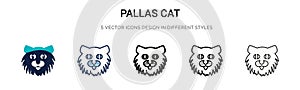 Pallas cat icon in filled, thin line, outline and stroke style. Vector illustration of two colored and black pallas cat vector