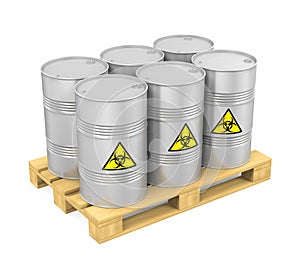 Pallet of Biohazard Barrels Isolated