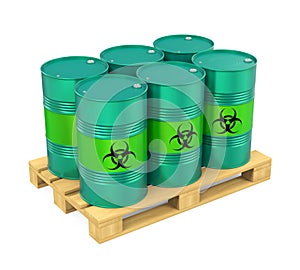 Pallet of Biohazard Barrels Isolated