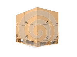 Pallet with cardboard boxes