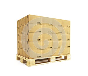 Pallet with cardboard boxes