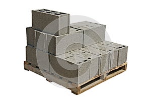 Pallet of cinder block for wall construction