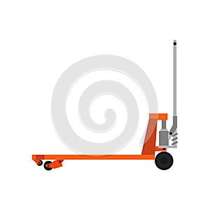 Pallet jack delivery cargo truck box equipment warehouse illustration vector. Forklift crate isolated transport trolley industry