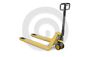 Pallet jack on white. 3d rendering