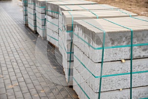 pallet with paving stones to make the road