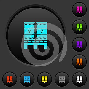 Pallet with radioactive waste dark push buttons with color icons