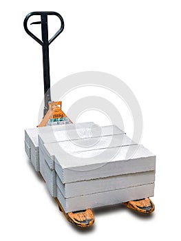 Pallet truck with autoclaved cellular concrete blocks