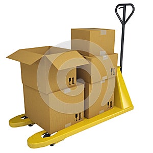 Pallet Truck with boxes