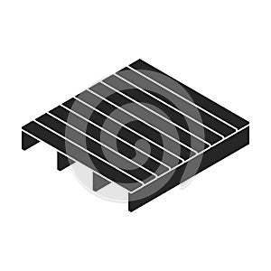 Pallet wooden vector icon. Isometric black vector icon isolated on white background pallet wooden