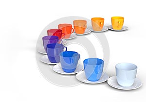 Pallete of color and coffee cups