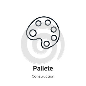 Pallete outline vector icon. Thin line black pallete icon, flat vector simple element illustration from editable construction