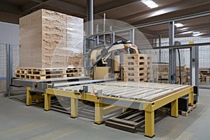 palletizer robot, lifting and moving pallets of different sizes