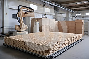 palletizing robot, with finished pallet ready for shipment