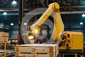 palletizing robot with led indicators in operation