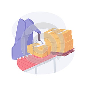 Palletizing robots isolated cartoon vector illustrations.