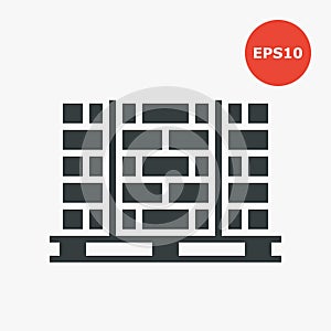 Pallets with bricks icon. Vector illustration in flat style.