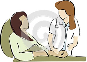 Palliative care doctor and patient