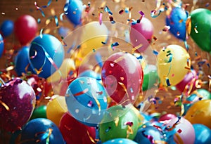 Palloncini messaggio compleanno Spazio Ai confetti Festa generated birthday party balloon celebration vector decoration photo