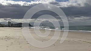 Palm Beach, Gold Coast, QLD, Australia, looking North towards Surfer`s Paradise..