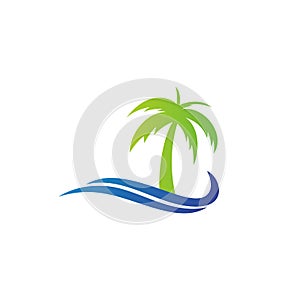 Palm beach logo design, palm tree in the beach logo design