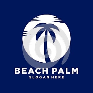 Palm Beach Logo. Summer holidays design elements.Retro and vintage templates. Labels, Badges,emblem,vector