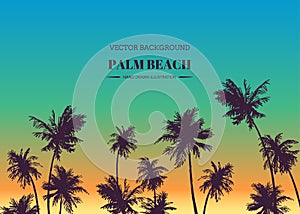 Palm beach. Vector hand drawn background for tropical design. Sk