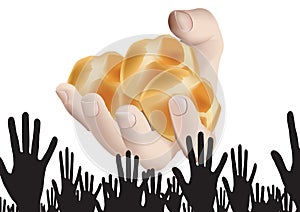 Palm of black hand raised in protest