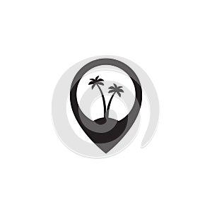 Palm or coconut trees with pin map location logo symbol icon vector graphic design illustration idea creative