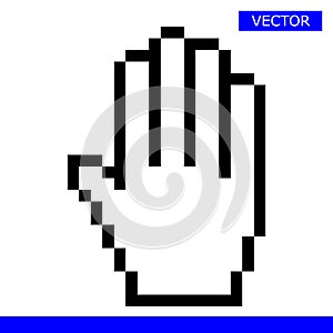 Palm hand cursor icon white vector illustration