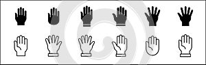 Palm hand icons. Hand icon. Hands symbol collection. Hands icon symbol of participate, volunteer, stop, vote. Vector stock graphic photo
