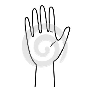 Palm hand, palm of hand, monochrome illustration