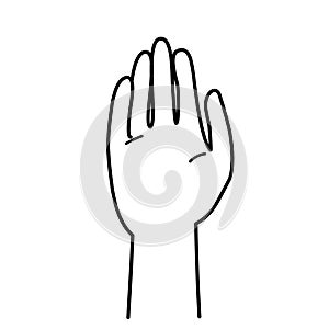 Palm hand, palm of hand, monochrome  illustration