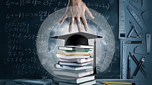 Palm hovering over interactive educational elements 2 photo