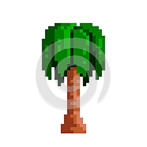 Palm icon. Pixel art Gaming assets. Vector isolated background. 8-bit style.