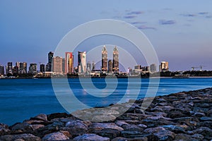 Palm Jumeirah Area Overlooking Business Central Towers and Cityscape