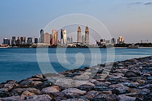 Palm Jumeirah Area Overlooking Business Central Towers and Cityscape