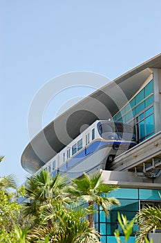 The Palm Jumeirah monorail station and train